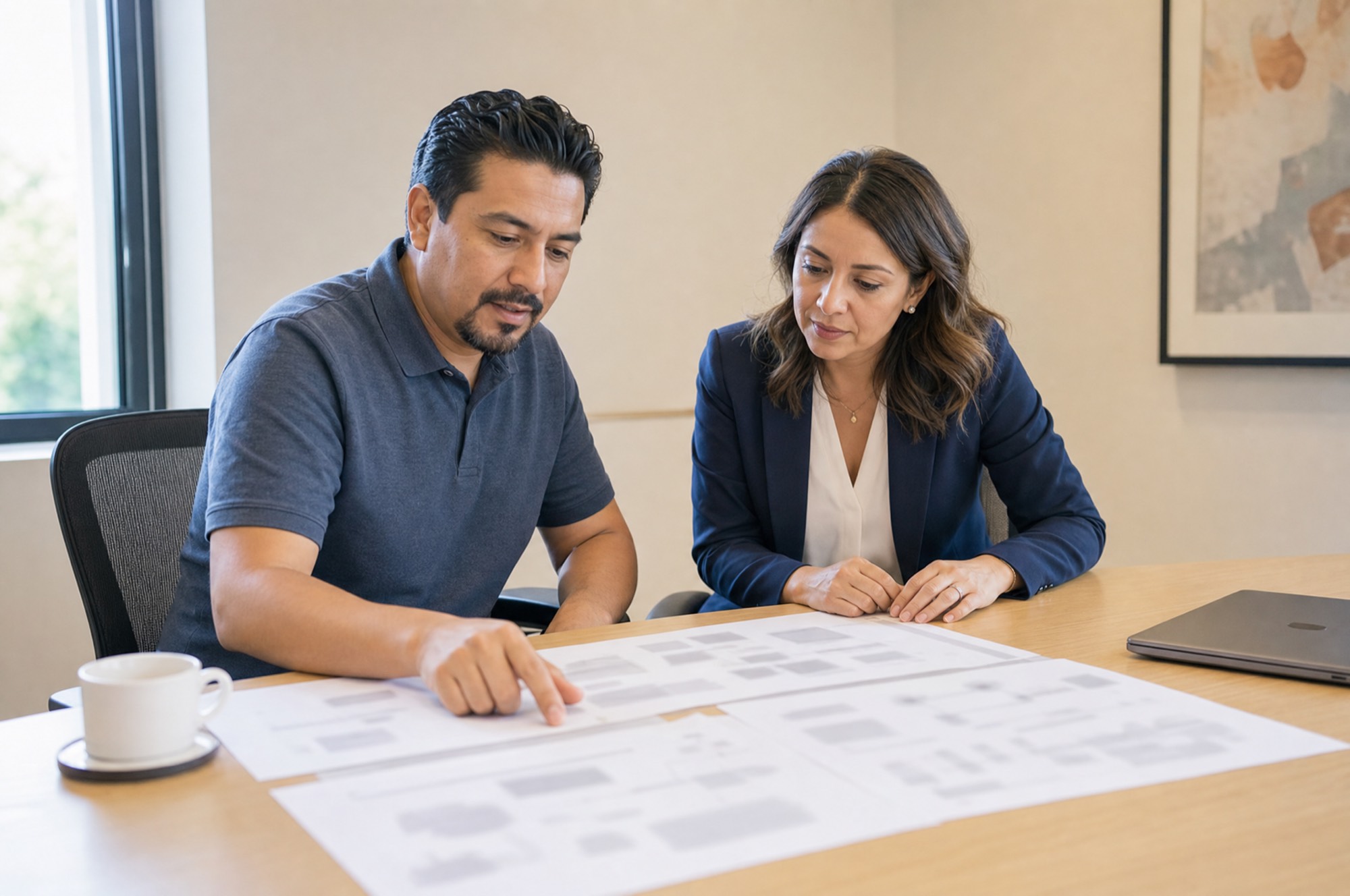 Consultor de YERLAW UNITED revisando el dimensionamiento de infraestructura con una clienta